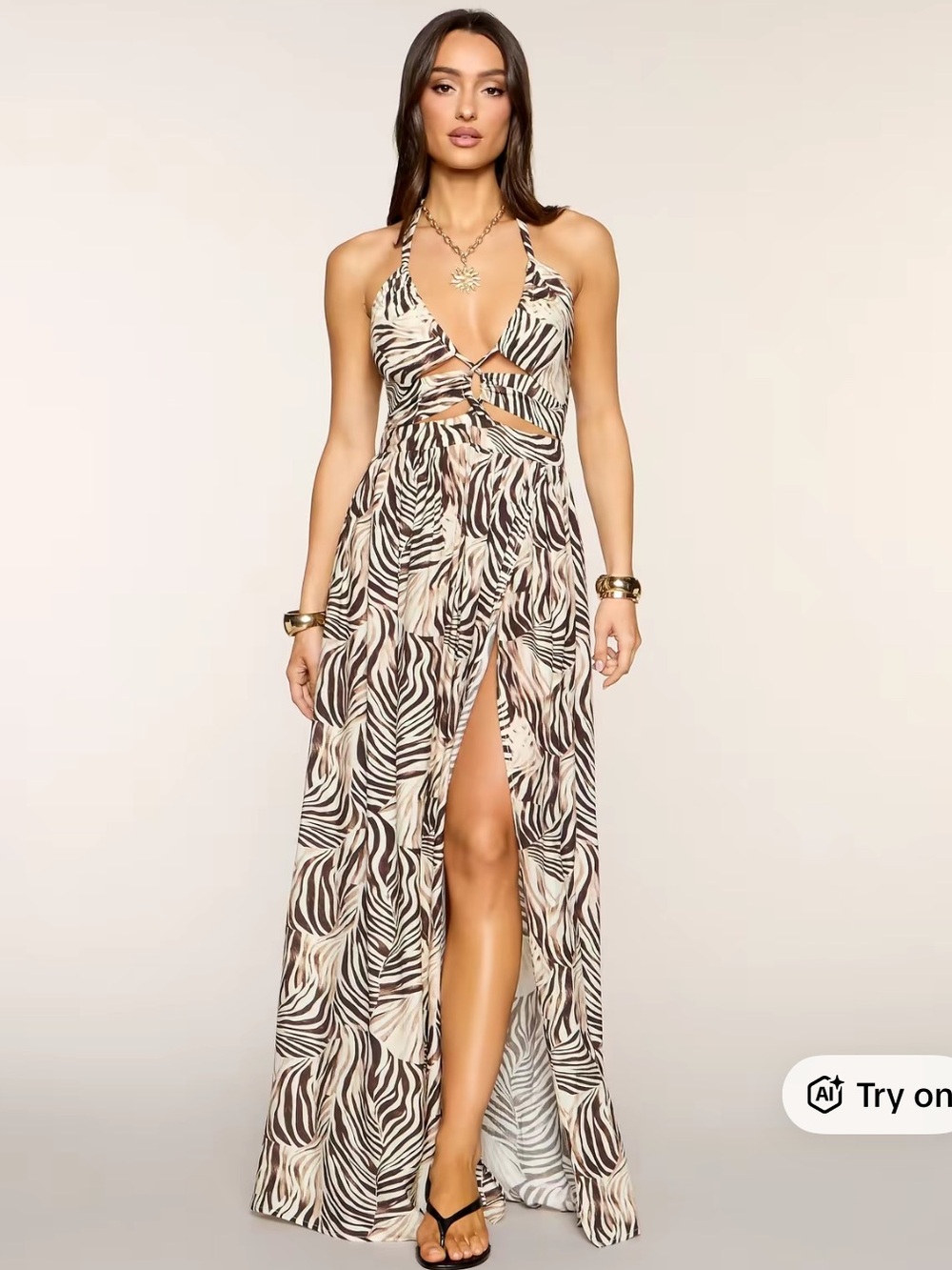 Windsor Store Sun-kissed Halter Maxi Dress